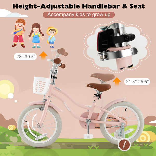 16 Inch Kids Bike with Front Handbrake and 2 Training Wheels