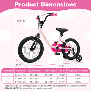 Kids Bike for 3-7 Years Old Boys and Girls 12/14/16-Inch Children Bicycle