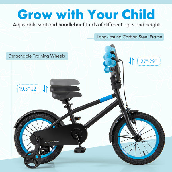 Kids Bike with Adjustable Handlebar and Saddle Black