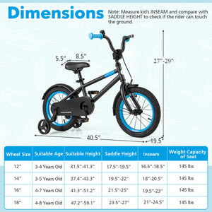 Kids Bike with Adjustable Handlebar and Saddle Black