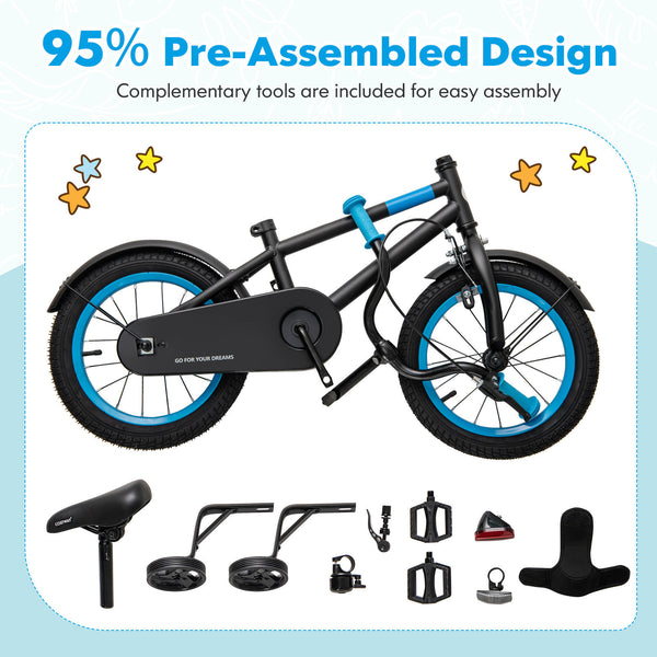 Kids Bike with Adjustable Handlebar and Saddle Black