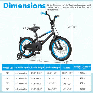 Kids Bike with Adjustable Handlebar and Saddle Black