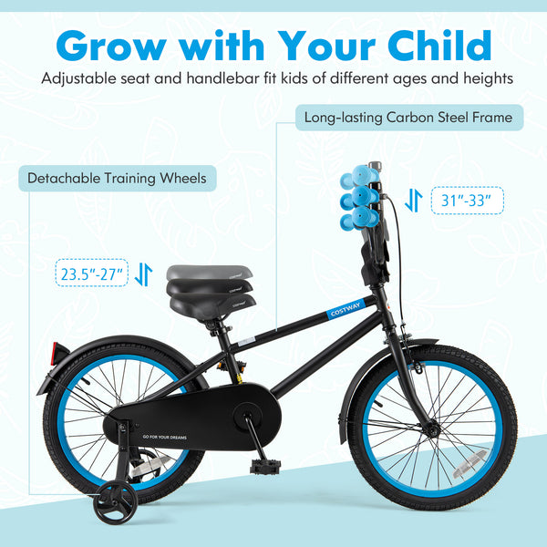 Kids Bike with Adjustable Handlebar and Saddle Black