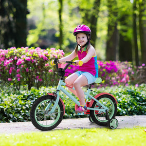 Kids Bike with Adjustable Handlebar and Saddle Blue - Training Wheels