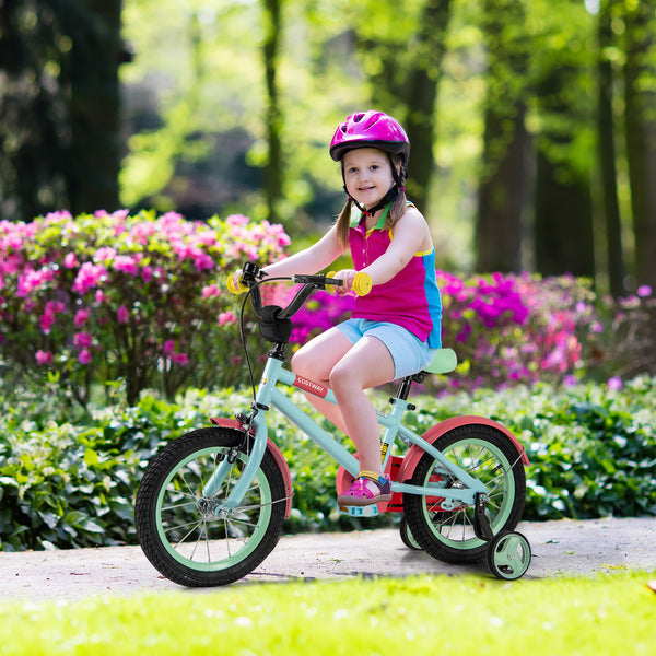 Kids Bike with Adjustable Handlebar and Saddle Blue - Training Wheels