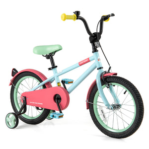 Kids Bike with Adjustable Handlebar and Saddle Blue - Training Wheels