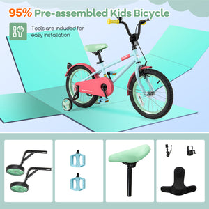 Kids Bike with Adjustable Handlebar and Saddle Blue - Training Wheels