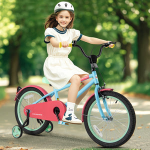 Kids Bike with Adjustable Handlebar and Saddle Blue - Training Wheels