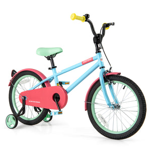 Kids Bike with Adjustable Handlebar and Saddle Blue - Training Wheels