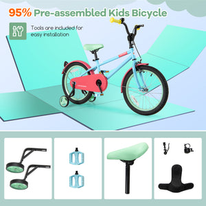 Kids Bike with Adjustable Handlebar and Saddle Blue - Training Wheels
