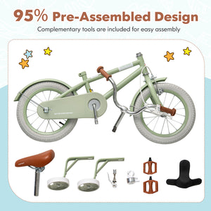 Kids Bike with Adjustable Handlebar and Saddle Green