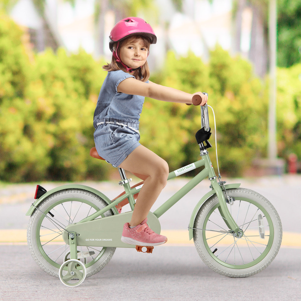 Kids Bike with Adjustable Handlebar and Saddle Green