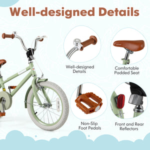 Kids Bike with Adjustable Handlebar and Saddle Green