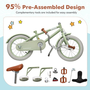 Kids Bike with Adjustable Handlebar and Saddle Green