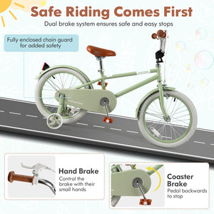 Kids Bike with Adjustable Handlebar and Saddle Green
