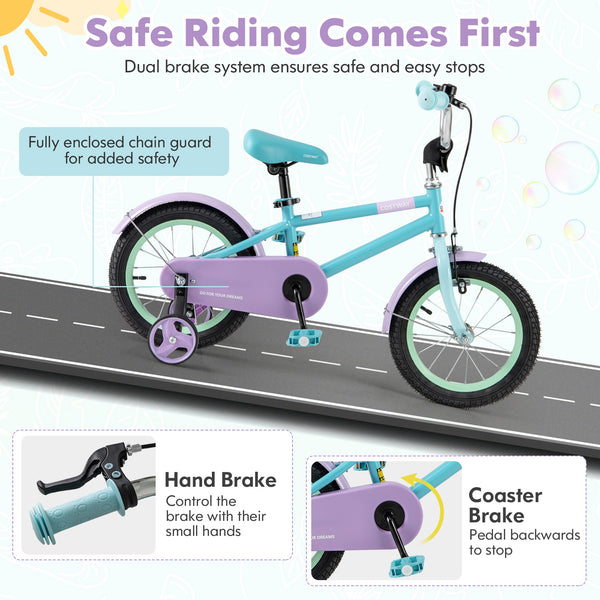 Kids Bike with Adjustable Handlebar and Saddle Purple