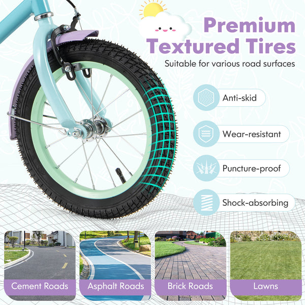 Kids Bike with Adjustable Handlebar and Saddle Purple