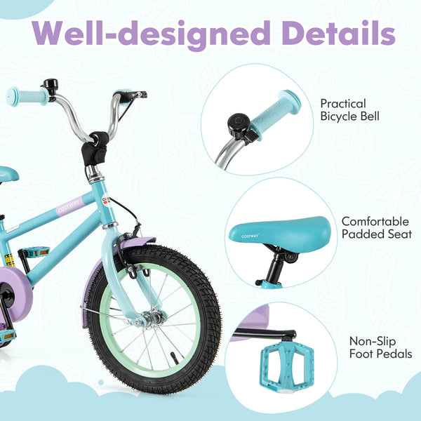 Kids Bike with Adjustable Handlebar and Saddle Purple