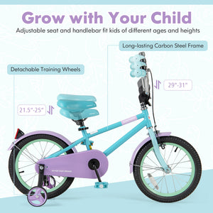 Kids Bike with Adjustable Handlebar and Saddle Purple