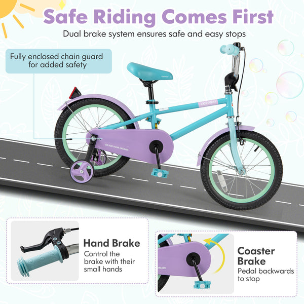 Kids Bike with Adjustable Handlebar and Saddle Purple