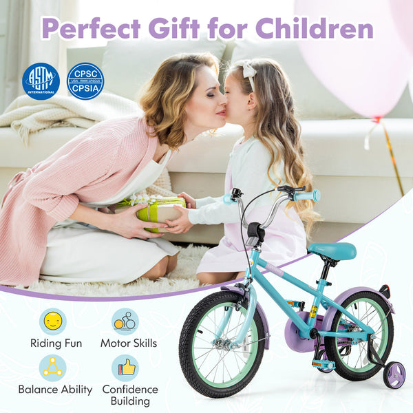 Kids Bike with Adjustable Handlebar and Saddle Purple