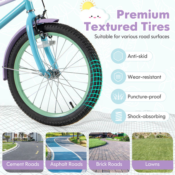 Kids Bike with Adjustable Handlebar and Saddle Purple