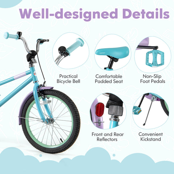 Kids Bike with Adjustable Handlebar and Saddle Purple