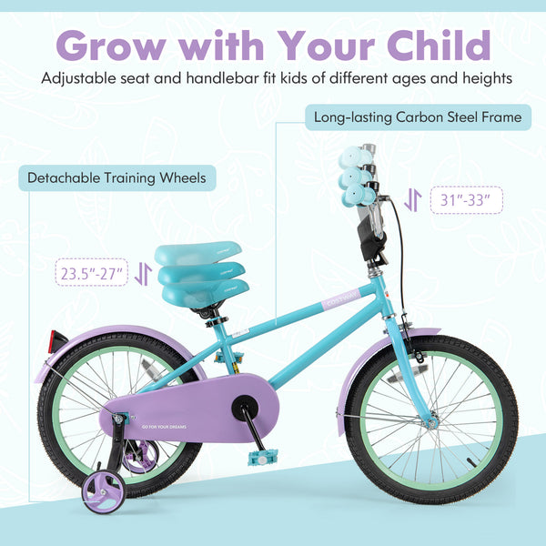 Kids Bike with Adjustable Handlebar and Saddle Purple