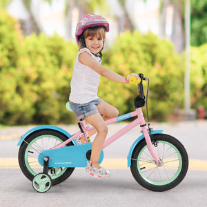 Kids Bike with Adjustable Handlebar and Saddle Pink - Training Wheels