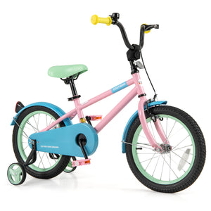 Kids Bike with Adjustable Handlebar and Saddle Pink - Training Wheels