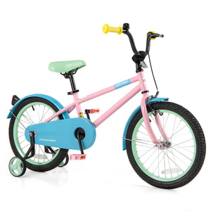 Kids Bike with Adjustable Handlebar and Saddle Pink - Training Wheels
