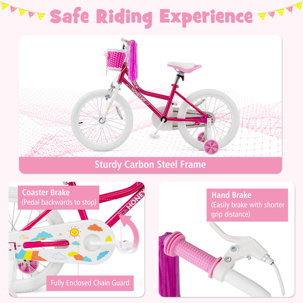 Kids Bicycle 18 Inch Toddler and Kids Bike with Training Wheels for 6-8 Year Old Kids