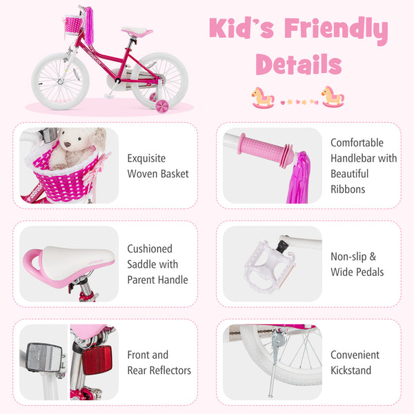 Kids Bicycle 18 Inch Toddler and Kids Bike with Training Wheels for 6-8 Year Old Kids