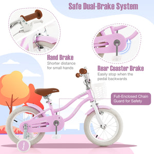 14 Inch Kid's Bike with Removable Training Wheels and Basket