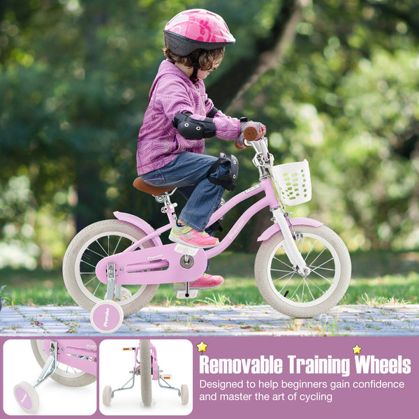 14 Inch Kid's Bike with Removable Training Wheels and Basket