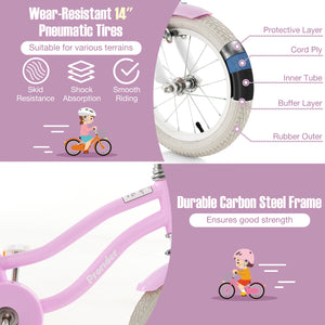14 Inch Kid's Bike with Removable Training Wheels and Basket