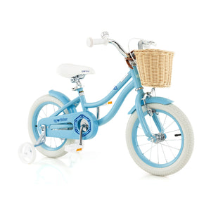 14-inch kids bike with training wheels, adjustable handlebar, and seat, perfect for young riders. Angle 3 view.