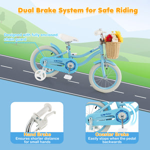 14-inch kids bike with training wheels and adjustable seat, perfect for young riders learning to balance and ride safely.
