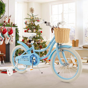 18-inch kids bike with training wheels and adjustable handlebar seat for safe and fun riding. Perfect for young cyclists!