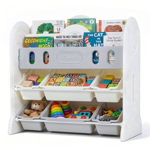 Kids Bookshelf and Toy Storage Organizer with 6 Bins