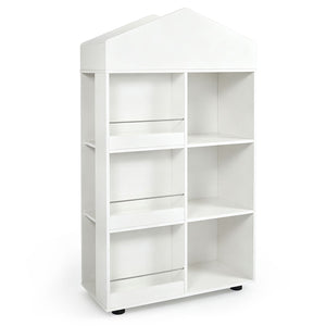 Kids Bookshelf and Toy Storage Organizer 4-Tier House-Shaped Toddler Bookcase