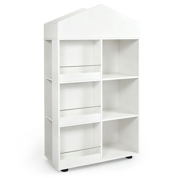 Kids Bookshelf and Toy Storage Organizer 4-Tier House-Shaped Toddler Bookcase
