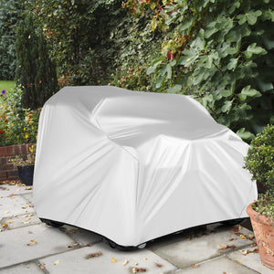 Kids car cover for power ride-on toy car, shown from angle 2, includes storage bag for easy transport.