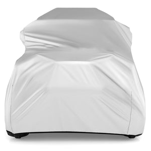 Kids car cover for power ride-on toy car, shown at angle 3, includes storage bag. Ideal for protection and convenience.