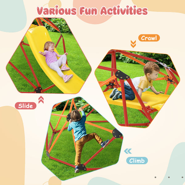 Kids Climbing Dome with Slide and Fabric Cushion for Garden Yard