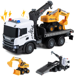 Kids Construction Truck Set Rescue Tow Truck with Sounds Licensed Scania-White