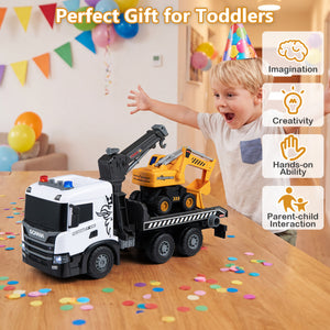 Kids Construction Truck Set Rescue Tow Truck with Sounds Licensed Scania-White