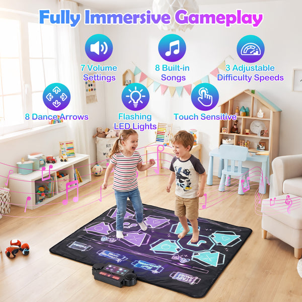 4 Modes Electronic Kids Dance Mat with 8 Levels 8 Songs and 3 LED Speeds