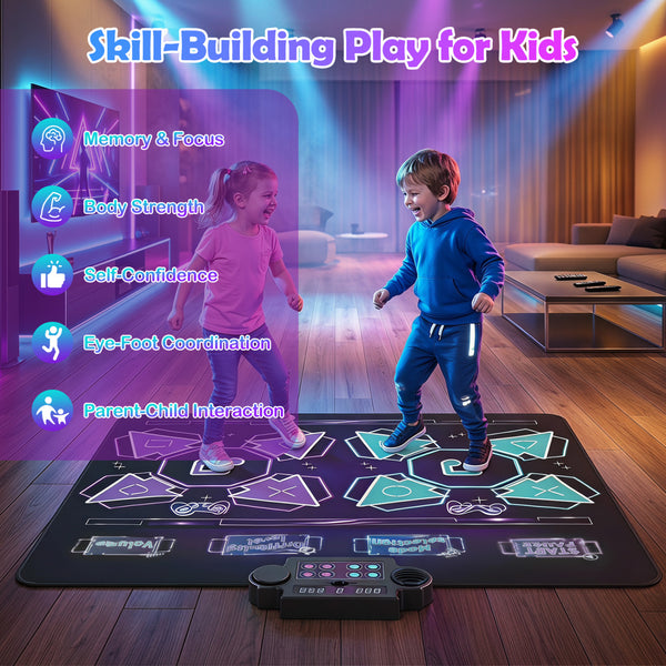 4 Modes Electronic Kids Dance Mat with 8 Levels 8 Songs and 3 LED Speeds