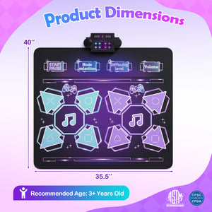 4 Modes Electronic Kids Dance Mat with 8 Levels 8 Songs and 3 LED Speeds